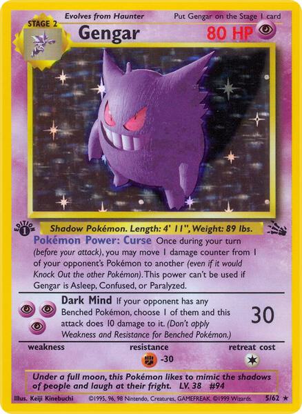 Gengar (5) - Fossil - Unlimited Holofoil - Lightly Played (LP)