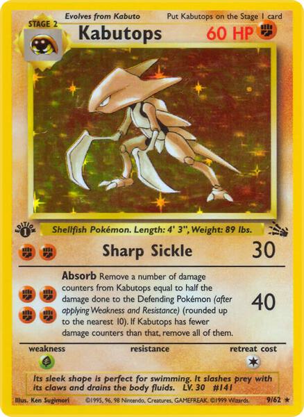 Kabutops (9) - Fossil - Unlimited Holofoil - Near Mint (NM)