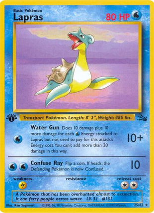 Lapras (25) - Fossil - Unlimited - Moderately Played (MP)