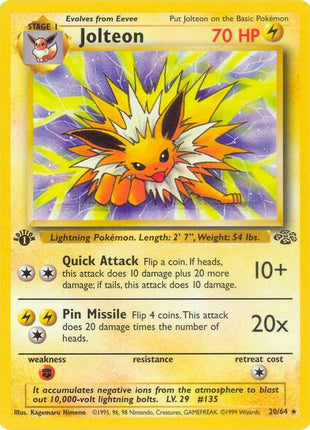 Jolteon (20) - Jungle - Unlimited - Moderately Played (MP)