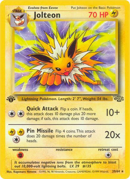 Jolteon (20) - Jungle - Unlimited - Moderately Played (MP)