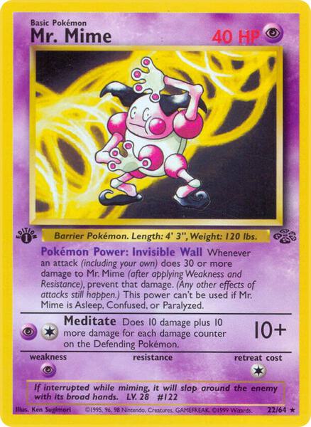 Mr. Mime (22) - Jungle - 1st Edition - Damaged