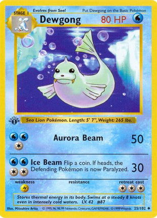 Dewgong - Base Set Shadowless - Unlimited - Moderately Played (MP)