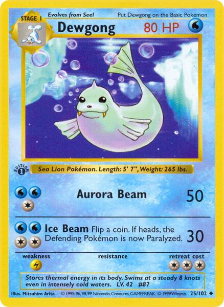 Dewgong - Base Set Shadowless - Unlimited - Moderately Played (MP)
