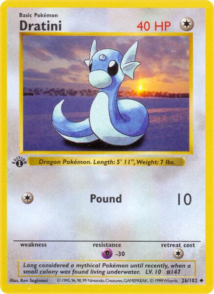 Dratini - Base Set Shadowless - Unlimited - Moderately Played (MP)