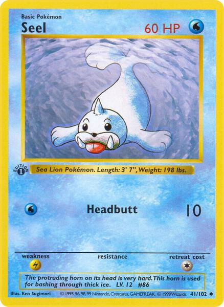 Seel - Base Set Shadowless - 1st Edition - Damaged