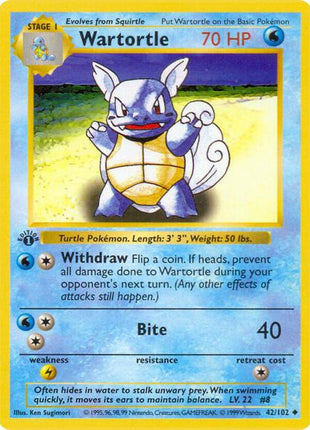 Wartortle - Base Set Shadowless - 1st Edition - Damaged