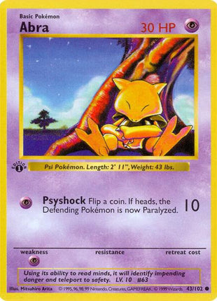 Abra - Base Set Shadowless - 1st Edition - Damaged
