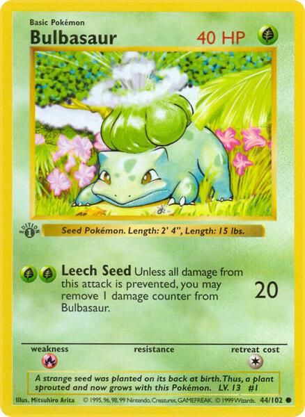 Bulbasaur - Base Set Shadowless - Unlimited - Lightly Played (LP)