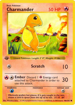 Charmander - Base Set Shadowless - Unlimited - Lightly Played (LP)