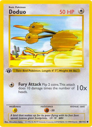 Doduo - Base Set Shadowless - 1st Edition - Moderately Played (MP)