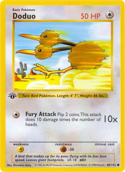 Doduo - Base Set Shadowless - 1st Edition - Moderately Played (MP)
