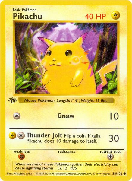 Pikachu - Base Set Shadowless - Unlimited - Near Mint (NM)