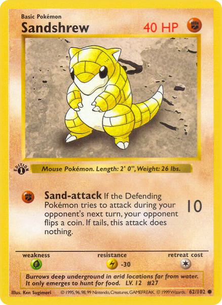 Sandshrew - Base Set Shadowless - 1st Edition - Moderately Played (MP)
