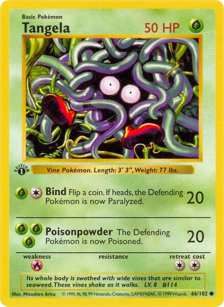 Tangela - Base Set Shadowless - 1st Edition - Heavily Played (HP)