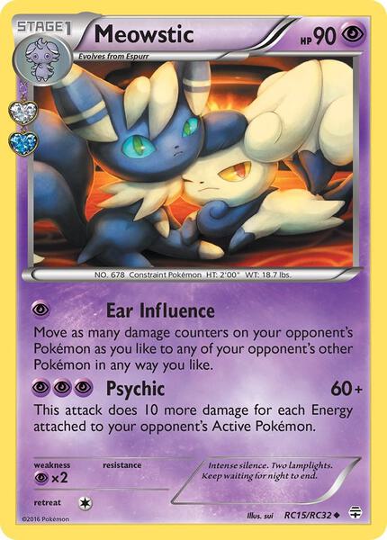 Meowstic - Generations Radiant Collection - Holofoil - Moderately Played (MP)