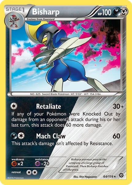 Bisharp - XY Steam Siege - Holofoil - Damaged