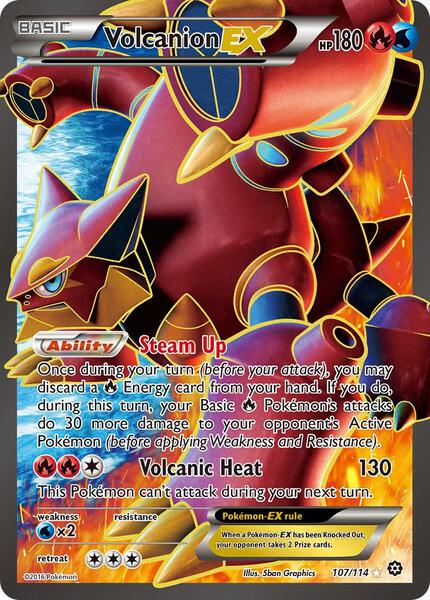 Volcanion EX (Full Art) - XY Steam Siege - Holofoil - Moderately Played (MP)