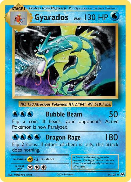 Gyarados - XY Evolutions - Reverse Holofoil - Damaged