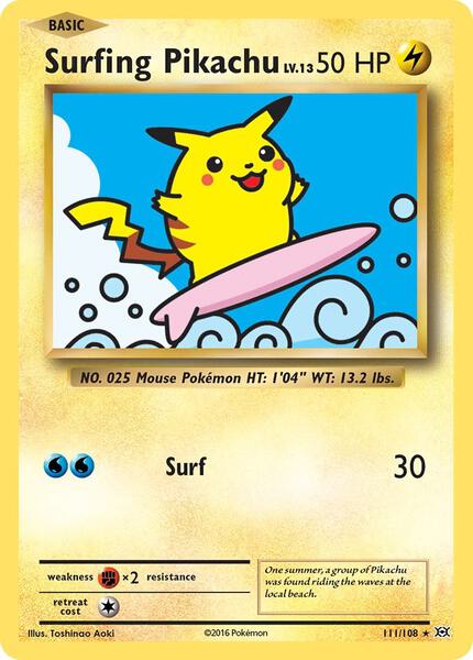 Surfing Pikachu - XY Evolutions - Moderately Played (MP)