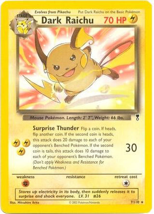 Dark Raichu - 7/110 (WotC Legendary Collection) - Deck Exclusives - Lightly Played (LP)