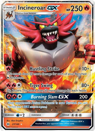 Incineroar GX - SM Base Set - Holofoil - Lightly Played (LP)