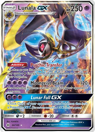 Lunala GX - SM Base Set - Holofoil - Moderately Played (MP)