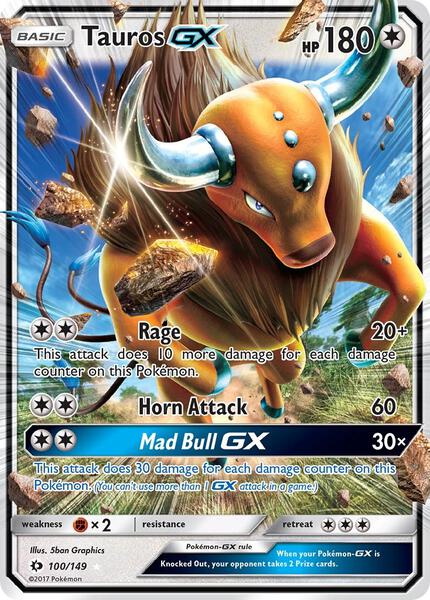 Tauros GX - SM Base Set - Holofoil - Moderately Played (MP)