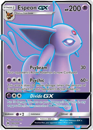 Espeon GX (Full Art) - SM Base Set - Holofoil - Heavily Played (HP)