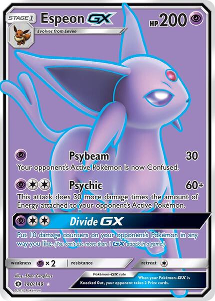 Espeon GX (Full Art) - SM Base Set - Holofoil - Heavily Played (HP)