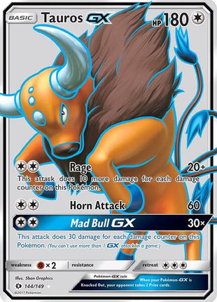 Tauros GX (Full Art) - SM Base Set - Holofoil - Moderately Played (MP)