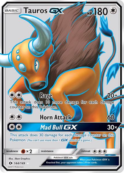 Tauros GX (Full Art) - SM Base Set - Holofoil - Moderately Played (MP)