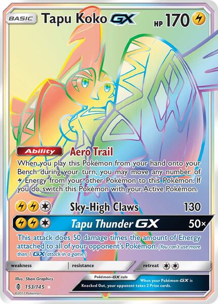 Tapu Koko GX (Secret) - SM Guardians Rising - Holofoil - Heavily Played (HP)