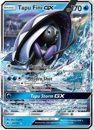 Tapu Fini GX - SM Burning Shadows - Holofoil - Moderately Played (MP)