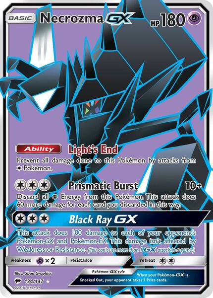 Necrozma GX (Full Art) - SM Burning Shadows - Holofoil - Moderately Played (MP)