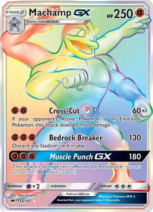 Machamp GX (Secret) - SM Burning Shadows - Holofoil - Moderately Played (MP)
