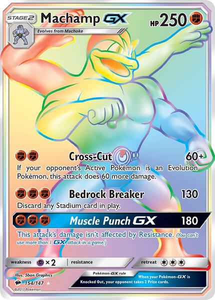 Machamp GX (Secret) - SM Burning Shadows - Holofoil - Moderately Played (MP)