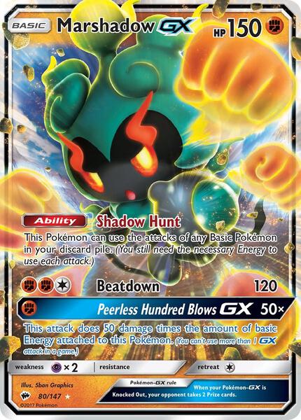 Marshadow GX - SM Burning Shadows - Holofoil - Moderately Played (MP)