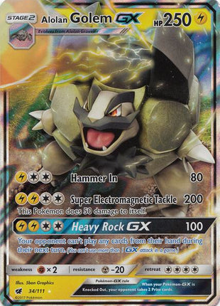 Alolan Golem GX - SM Crimson Invasion - Holofoil - Moderately Played (MP)