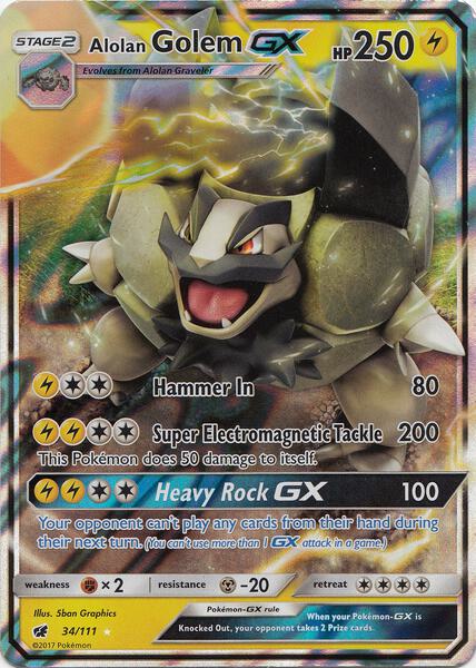 Alolan Golem GX - SM Crimson Invasion - Holofoil - Moderately Played (MP)