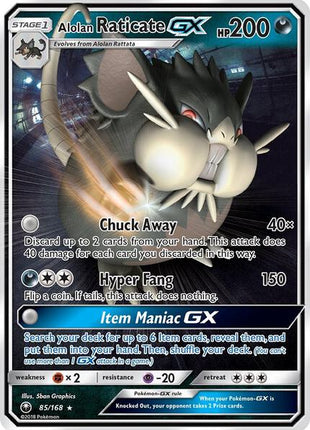 Alolan Raticate GX - SM Celestial Storm - Holofoil - Near Mint (NM)