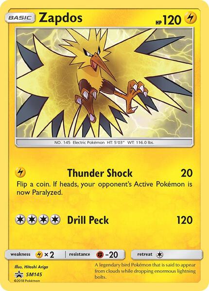 Zapdos - SM145 - SM Promos - Holofoil - Heavily Played (HP)