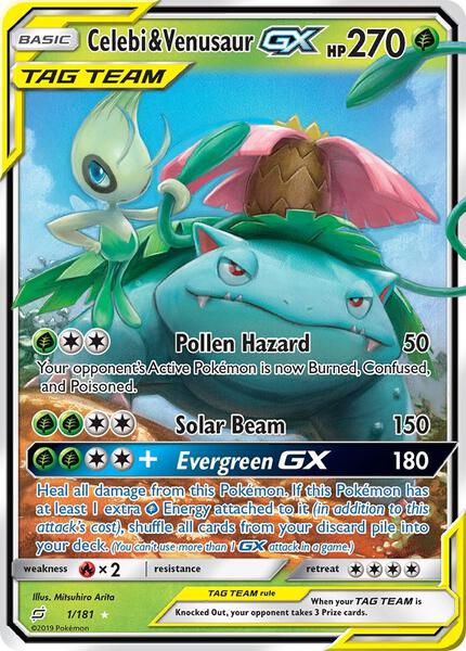 Celebi & Venusaur GX - SM Team Up - Holofoil - Near Mint (NM)