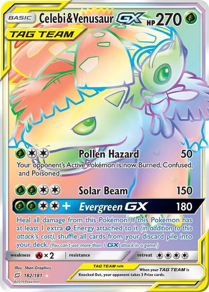 Celebi & Venusaur GX (Secret) - SM Team Up - Holofoil - Near Mint (NM)