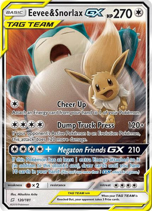 Eevee & Snorlax GX - SM Team Up - Holofoil - Near Mint (NM)