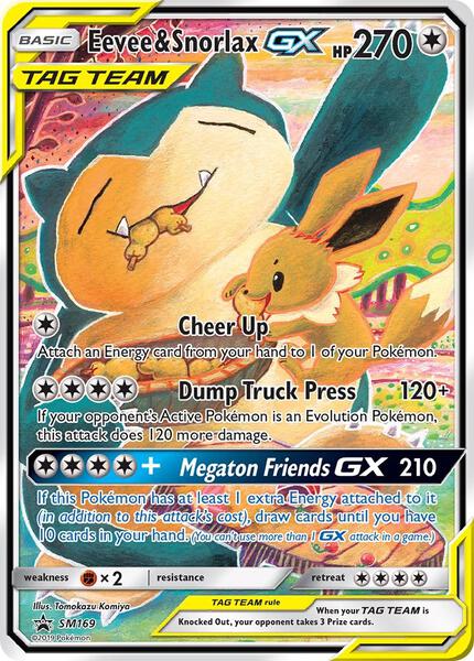 Eevee & Snorlax GX - SM169 - SM Promos - Holofoil - Moderately Played (MP)