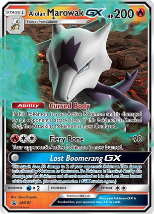 Alolan Marowak GX - SM187 - SM Promos - Holofoil - Moderately Played (MP)