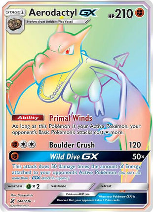Aerodactyl GX (Secret) - SM Unified Minds - Holofoil - Damaged