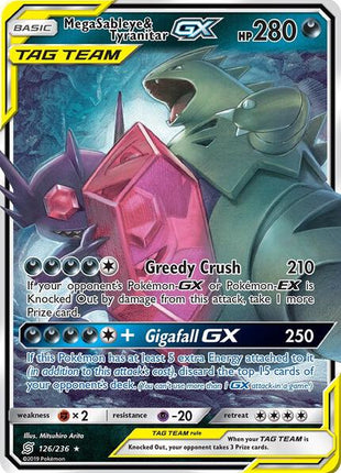 Mega Sableye & Tyranitar GX - SM Unified Minds - Holofoil - Moderately Played (MP)