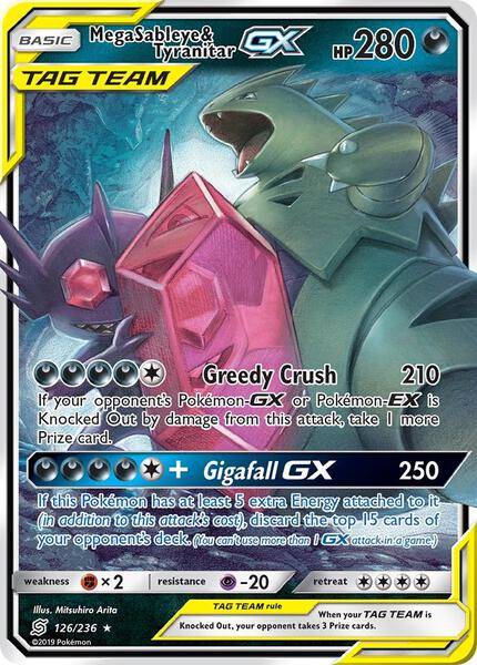 Mega Sableye & Tyranitar GX - SM Unified Minds - Holofoil - Moderately Played (MP)